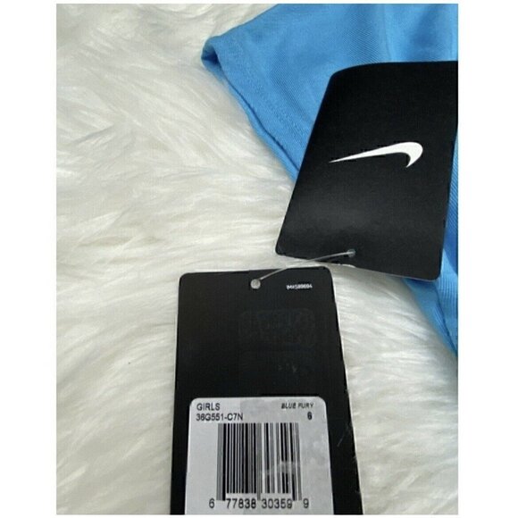 New NIKE Just Do It Athletic Cut Blue Fury Pink Yellow T-Shirt Tee Girls Size 6 - Picture 7 of 7